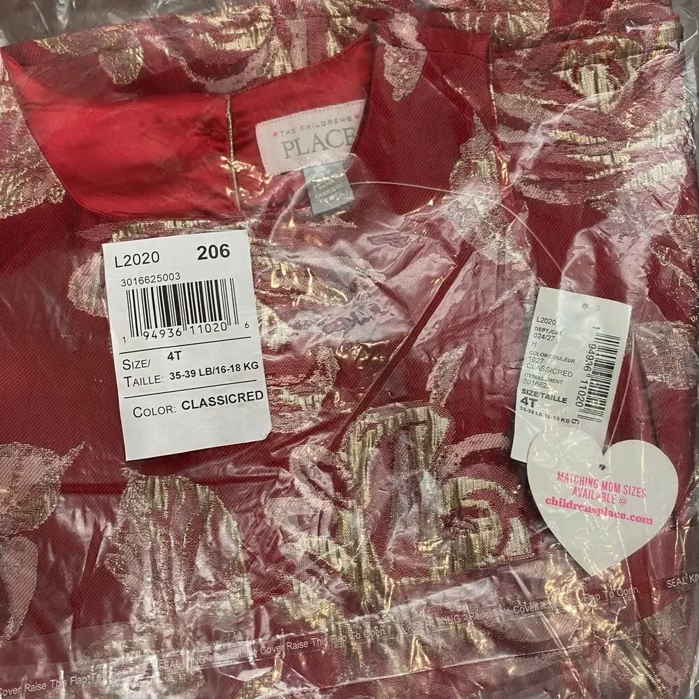 Children’s Place Girls Size 4T Mommy And Me Metallic Rose Jacquard Dress